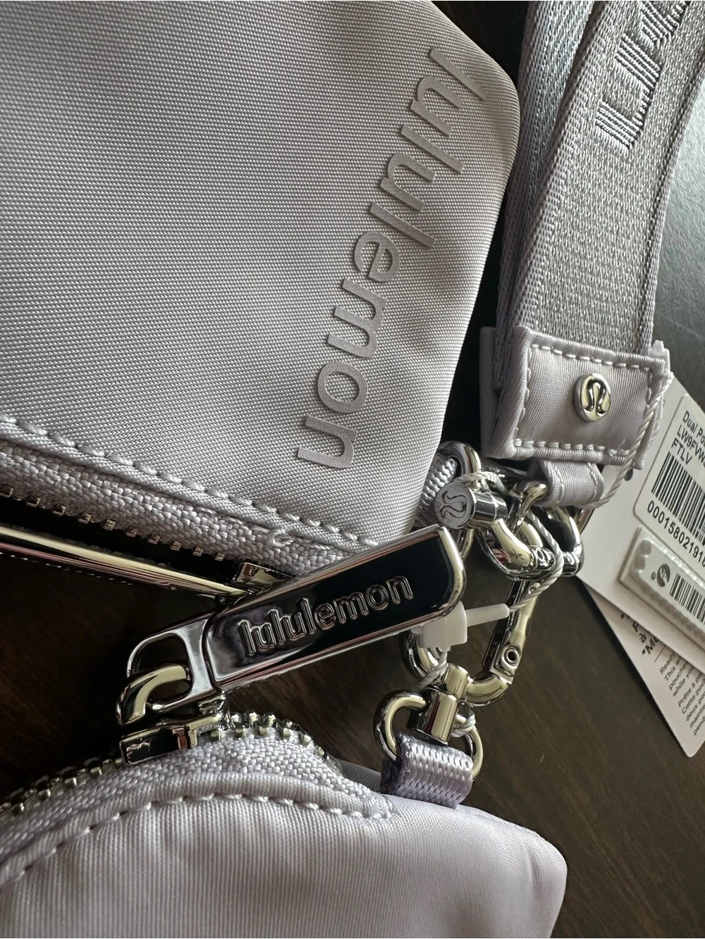 lululemon Dual Pouch Wristlet Metallic Wordmark - Faint Lavender- NWT